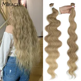Weave Weave MIRACLE Synthetic Body Wave Ponytail Hair Bundles 26 Inch Long Hair Weave Ombre Ginger Brown 613 Blonde 100g Hair