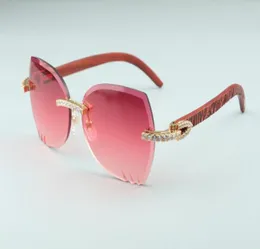 2019 Новейшее качество T35240177, режущие линзы, солнцезащитные очки XL с бриллиантами, натуральный тигр, деревянные дужки, размер очков 188528827