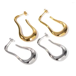 Stud Earrings Youthway Stainless Steel Minimalist Water Drop Long U-Shape 18K PVD Plated Anti Allergic Fashion Jewelry Gift