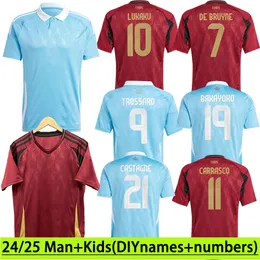 24 25 New Jerseys Soccer Jersey Belgium Maillot Lukaku Men Oner and Children Football Jerseys de Bruyne Carrasco Home and Away Short Sleve T-Shirt