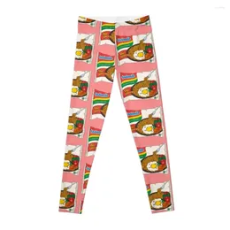 Aktywne spodnie indomiie goreng - różowy smażony makaron mi mie ciepły legginsy joggingowe kobiety