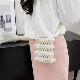 Shoulder Bags White Pearl Lace Princess Fairy Water Bucket Bag for Women s 2024 New Popular High End Crossbody Cloud 240318