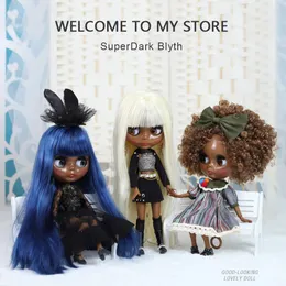 ICY DBS Blyth doll super dark skin black straight hairAfro hair nude and set joint body the gift for boy girl 240307