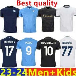 2023 2024 Lazio Immobile Futbol Formaları Maglie 23 Mimari Luis Bastos Sergej Badelj Lucas J.Correa Zaccagni Marusic Erkek Kids Kit Futbol Gömlek 10. Yıldönümü