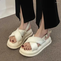 Buty Flats Sandals Casual Platform Cozy Walking Women Sukienki 2024 Letnie klapki na zewnątrz otwarte palce mejr slajdy 268 341 5