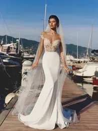 Sexy Deep V-Neck Mermaid Wedding Dress 2024 Off The Shoulder Lace Appliques Backless Bridal Gowns For Women Custom Made Illusion YD
