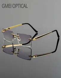 Gmei Optik Moda Çerçevesiz Titanyum Alaşım Gözleri Düz Lensler Elmas Kesim Çüreksiz Yok Diyopterler Gözlükler3517400