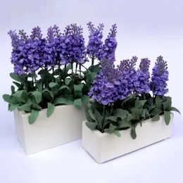 Decorative Flowers 10 Heads Artificial Lavender Leaves Bouquet Home Wedding Garden Decor Fake