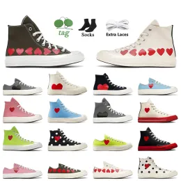 New High Top Vintage Commes Des Garcons X 1970s Designer Womens Mens Canvas Shoes All Star Classic 70 Chucks Taylors Low Polka Dot Flat Trainers Casual Sports Sneakers