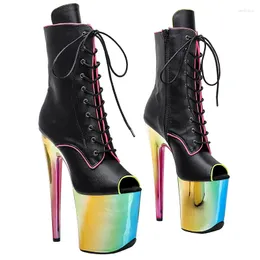 Dance Shoes Leecabe 20CM/8Inch PU UPPER Open Toe Platform Disco Party High Heels Pole Boot