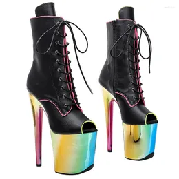 Scarpe da ballo Leecabe 20CM/8 pollici PU TOMAIA Open Toe Platform Disco Party Tacchi alti Stivaletti