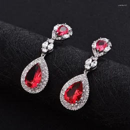 Stud Earrings Elegant Water Drop Shaped Cubic Zirconia Crystal Bridal Long Luxury Wedding Jewerly For Brides