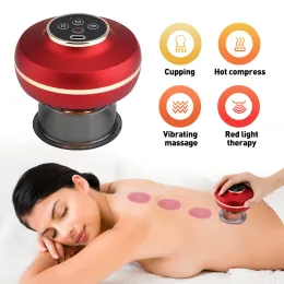 Massagegerät, 2 Stück, Sauggläser, elektrisches Vakuum, Schröpfen, Massage, Körperkratzen, Rotlichttherapie, Heizung, Vibration, Pressotherapie, Anti-Cellulite