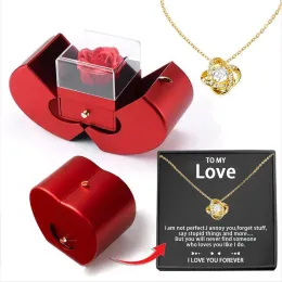 Necklaces Fashion Crystal Pendant Necklace Women with Rosebox Applebox for Lover Luxury Christmas Valentine's Day Gift Dropshipping