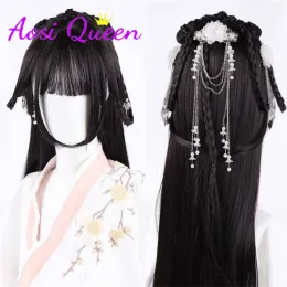 Chignon AS Chinese Ancient Wig Women Hanfu Wigs Headdress Photography Dance Accessory Wigs Black For Women Integrated Hair bun wig