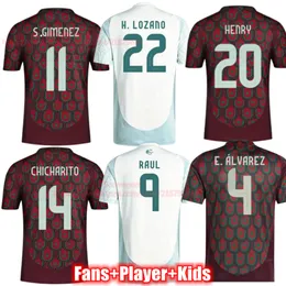 S. GIMENEZ Mexiko Fußballtrikots 2024 E. ALVAREZ LOZANO CHICHARITO Fan-Spielerversion Fußballtrikot Männer Frauen Kinder MEXIKANISCHE Uniform Top thailändische Qualität Heim-Auswärtstrikot-Sets