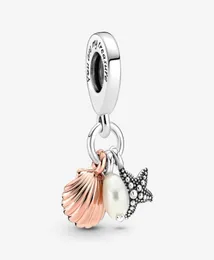 100 925 Sterling Silver Starfish Shell Triple Dangle Charms Fit Oryginalny europejski urok bransoletki mody Akcesoria 5298916