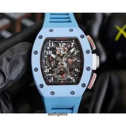 Luxury Mens Mechanical Watch Richa Milles RM11-03 Hela automatisk rörelse Sapphire Mirror Rubber Watchband Swiss Wristwatches C29Q