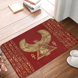 Carpets Eye Of Horus Wadjet Gold On Red Leather Ancient Egypt Digital Art Non-slip Doormat Carpet Bath Kitchen Mat Outdoor Indoor Decor