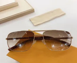 Authentische Attitude-Sonnenbrille für Herren, goldene Damier-braune Gläser, quadratischer Metallrahmen, Vintage-Stil, Outdoor-Design, klassisches Modell 02591009009