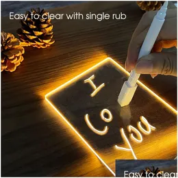 Night Lights Note Board LED Light USB Mes Holiday With Pen Gift For Children Girl Girlly Decoration Bedside Lamp2721704 Drop Delivery L DHGQT