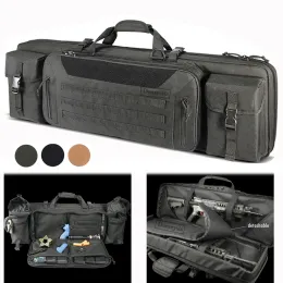 Väskor Taktisk dubbelgevärväska Militär Molle Gun Firearm Rackpack Pistol Handgun Case Army Airsoft Hunting hagelgevär Bär vadderade väskor