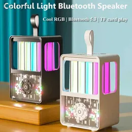 Alto-falantes portáteis Alto-falante portátil Bluetooth Transparente luz colorida Subwoofer Soundar sem fio MP3 Music Player Suporte TF Card Long Endurance 24318