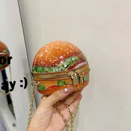 Borse a tracolla Hamburger Mini per donna 2024 Trend Hip Hop Divertente borsa rotonda Donna Fashion Party Cartoon carino piccola tracolla