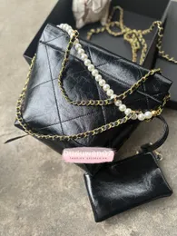 borse portaoggetti 19X20X6cm borsa alla moda con perle e catena con custodia classica lettera 2c Regalo per il trucco dell'organizzazione