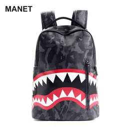 PU Shark Designer Bag 156inch Grid Proxury Backpack for Male Crace Large Counder S Men Travle Laptop Mochilas Escolar6415674