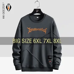 Män tröjor överdimensionerade 6xl 7xl 8xl plus size hoodies bomullsmode långärmad streetwear sportkläder male oneck tröjor 240312