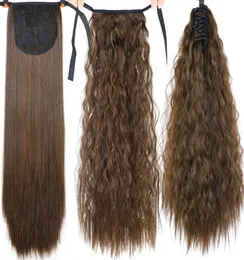 22quot Lungo Afro Ricci Con Coulisse Coda Di Cavallo Parrucchino Sintetico Coda Di Cavallo Pezzo Di Capelli Per Le Donne Clip Di Panino Finto Nell'Estensione Dei Capelli822497020996