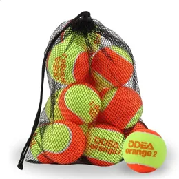 12Pcs Beach Tennis Balls ODEA 50% Pressure Rubber Soft with Mesh Bag Tennis Ball for Kids Children Dogs Beach Tennis 240304