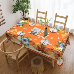 Tischdecke Herbst Thanksgiving Kürbis Rechteckige Tischdecke Feiertagspartydekorationen Wiederverwendbare wasserdichte Dekoration