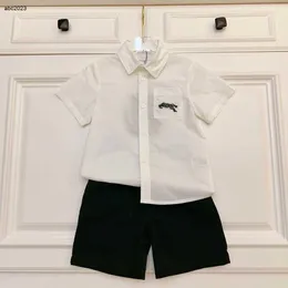 Classics child Two piece set summer baby tracksuits Size 110-160 CM kids designer clothes Embroidered Knight boys shirt and shorts 24Mar