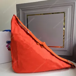 10A de alta qualidade Moda Bolsas de Lona sacola grande bolsa crossbody masculina bolsa de designer bolsa de ombro masculina 60CM Triângulo lona bolsa crossbody bolsa masculina de luxo bolsa laranja