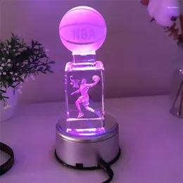 Tischlampen Kristalllichter kreativer Basketballstar Schreibtisch Lampe Buntglas Schlafzimmer Dekor Nacht Lichtlampenschirme für