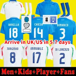 Euro Cup 2024 Italien Soccer Jersey Soccer Jerseys Player Version Maglie Da Calcio Totti Verratti Chiesa Italia 23 24 Football Shirts Men Set Kids Kit Uniform