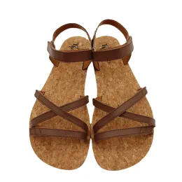Slippers tipsar 2023 Summer korsade barfota läder platt sandaler för kvinnor skor med ny minimalistisk mjuk sula