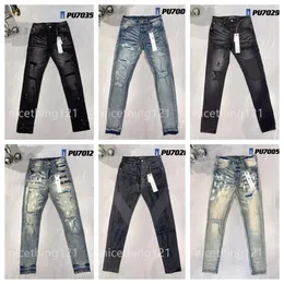 Calças de brim roxas Mens jeans Designer Jean Denim Calças Calças Pretas High-end Qualidade Design Reto Retro Streetwear Casual Verão Buraco Bordado