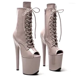 Танцевальная обувь, 20 см/8 дюймов, современные сексуальные женские ботильоны на платформе и высоком каблуке из искусственной кожи для ночного клуба, 406