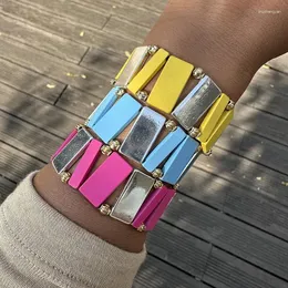 Strand artesanal jóias arco-íris retângulo metal grânulo pulseiras verão praia para mulheres adolescente menina boho contas pulsera presentes