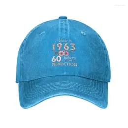 Top Caps Moda Pamuk 1963 Beyzbol Kapağı Kadın Erkek Erkekler Ayarlanabilir 60. Doğum Günü Hediyesi 60 Yıllık Harika Baba Şapkası Sporları