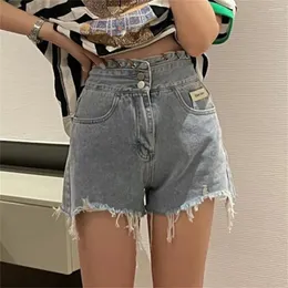 Kadın Şort Kadınlar Yaz Günlük Yüksek Bel Denim Cep Tassel Deliği Yırtılmış Kot Kısa Kadın Femme Pantolon Pantalonlar Cortos