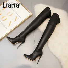 Boots LTARTA 2021 Fashion Women's Boots Fine Heel Boots Sexy Nightclub Leather Highheeled Solid Color Overtheknee Boots CWF