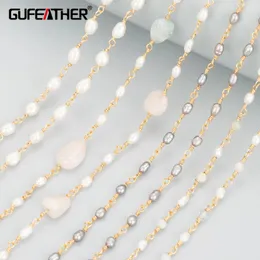 Gufeather C71Jewelry AccessoriesPass Reachnickel Free18K Gold PlatedNatural Stone Pearlbeadsdiy Chain Necklace1m/Lot 240315