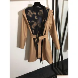 Kvinnors jackor 1023 L 2023 Milan Runway Coat Autumn Märke samma stil huva högkvalitativ långärmad khaki fasta kläder mode 7903 otmny