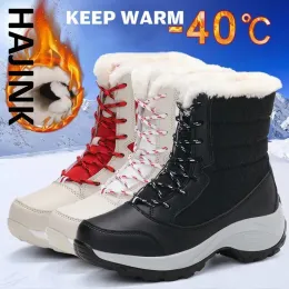 أحذية Hajink Snow Boots Plush دافئة أحذية الكاحل أحذية الشتاء أحذية Botas Mujer للنساء أحذية شتوية مقاومة للماء النساء النساء