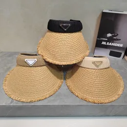 Inverted Triangular Sun Visor Cap Womens Vacation Beach Hat Men Top Hat Luxury Fitted Caps Summer Straw Hat Fashion Vacation Wide Brim Hats Sunlight