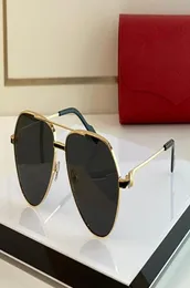 전체 Highend Sunglasses Mens 파일럿 최고 품질 18K 골드 스파클링 간단한 넓은 가장자리 블루 코팅 렌즈 Man Polarizer 0334 SIL4073947